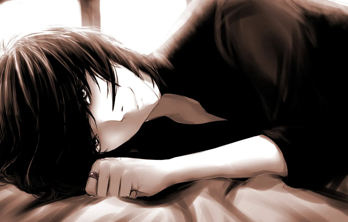 Photo wallpaper look, lies, guy, monochrome, monochrome