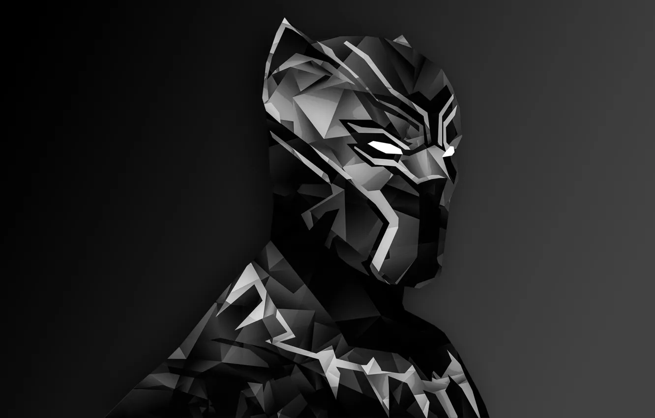 Photo wallpaper Marvel, digital art, suit, Black Panther, helm, T`Challa