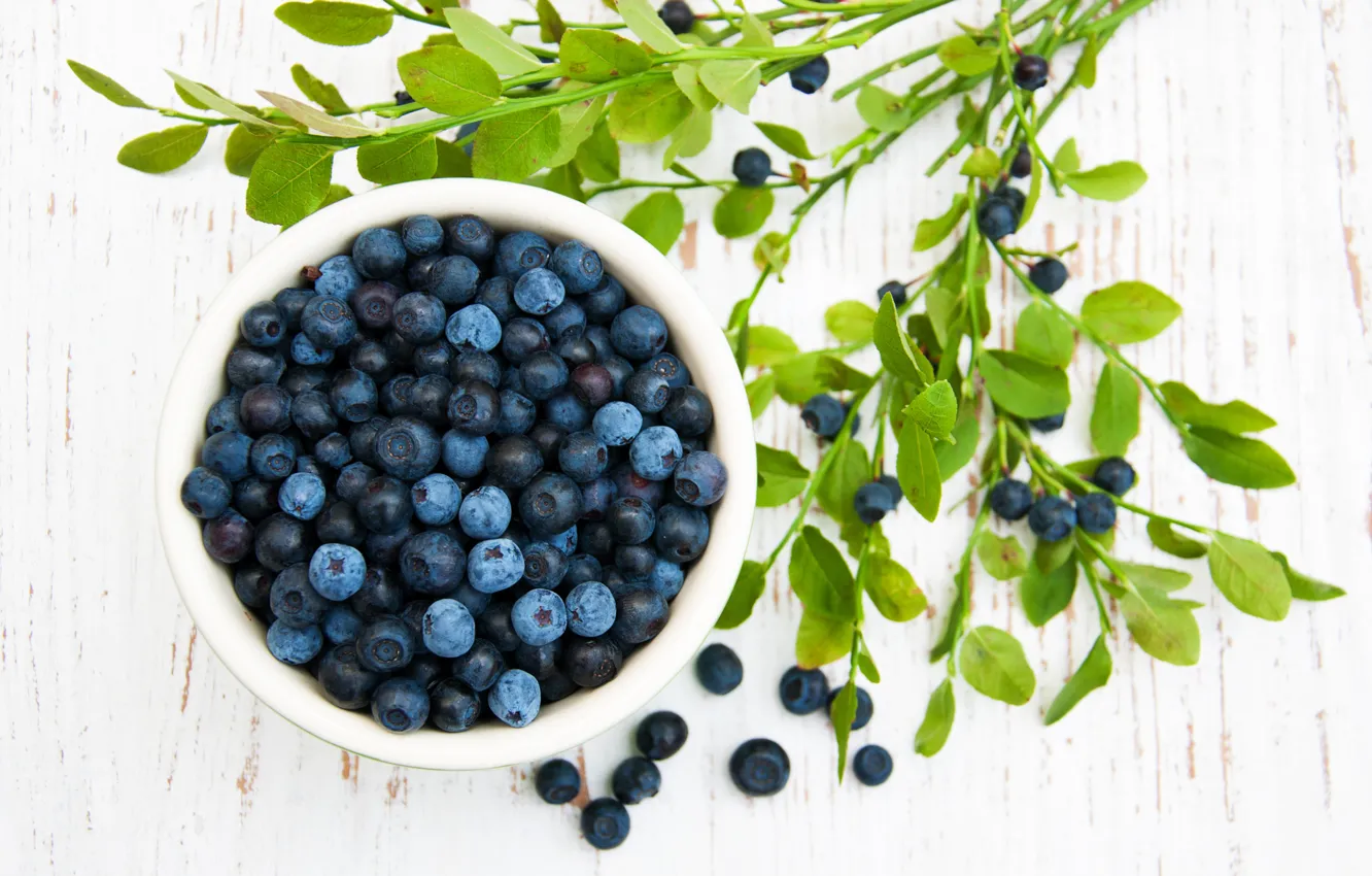 Photo wallpaper summer, table, bowl, blueberries, Olena Rudo