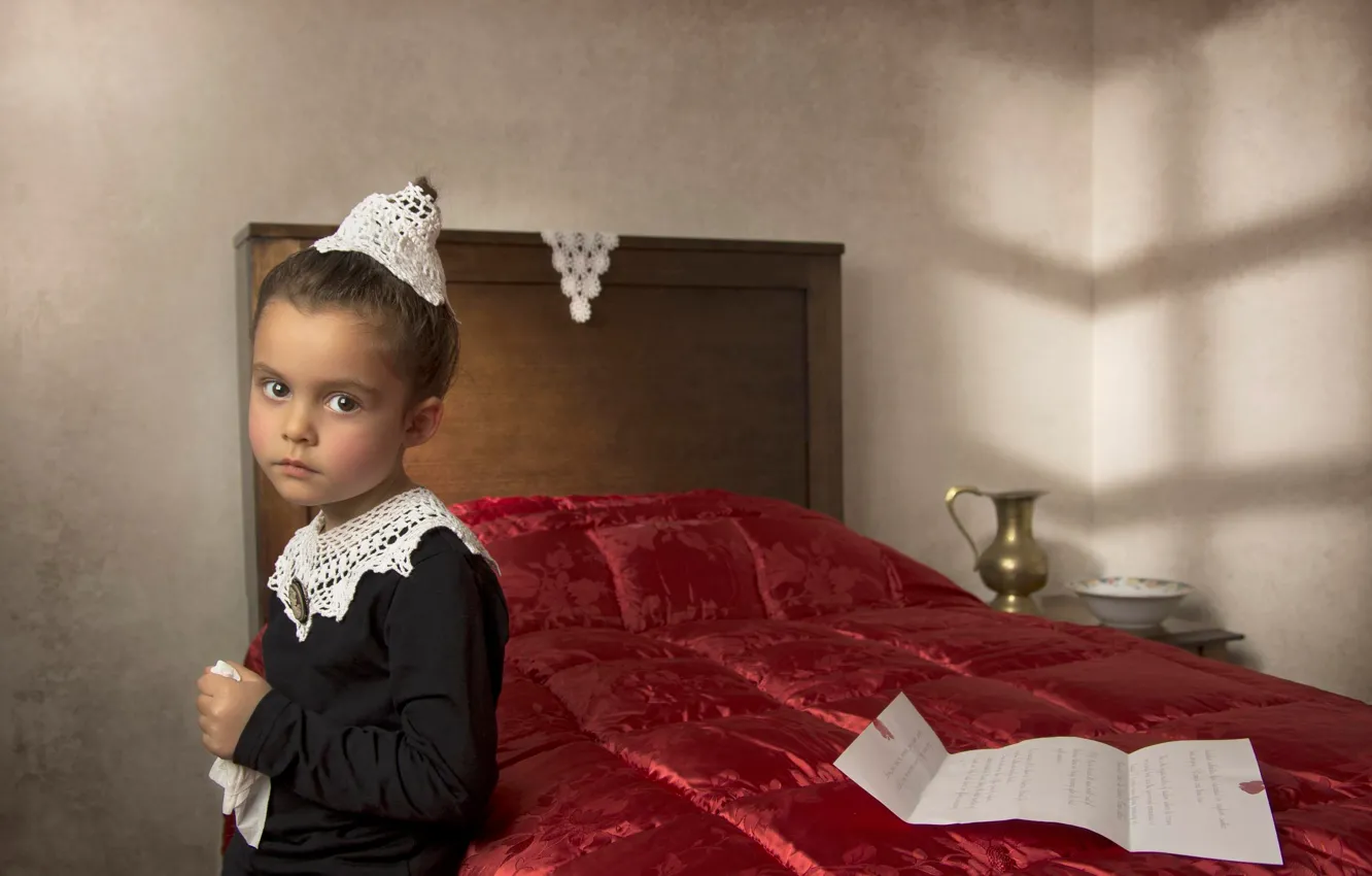 Photo wallpaper letter, styling, girl, Renaissance, imitation, the art style