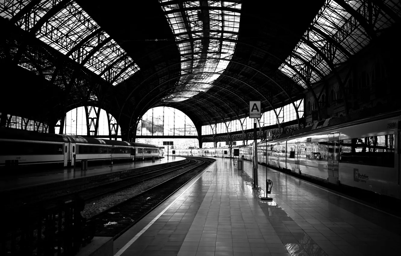 Photo wallpaper road, the way, photo, white, train, station, black, iron