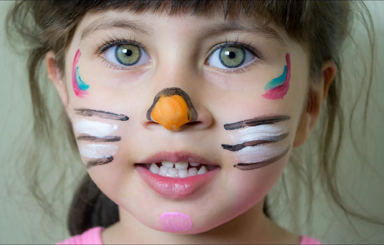 Photo wallpaper girl, style, eyes, face, sweet, mask, kid, portrait
