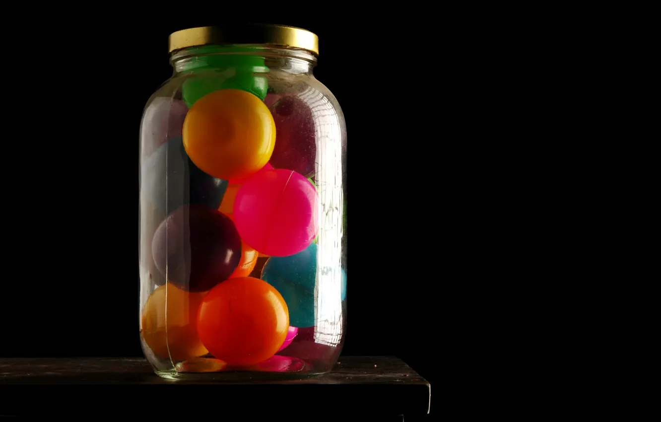 Photo wallpaper macro, background, color, Jar of Balls