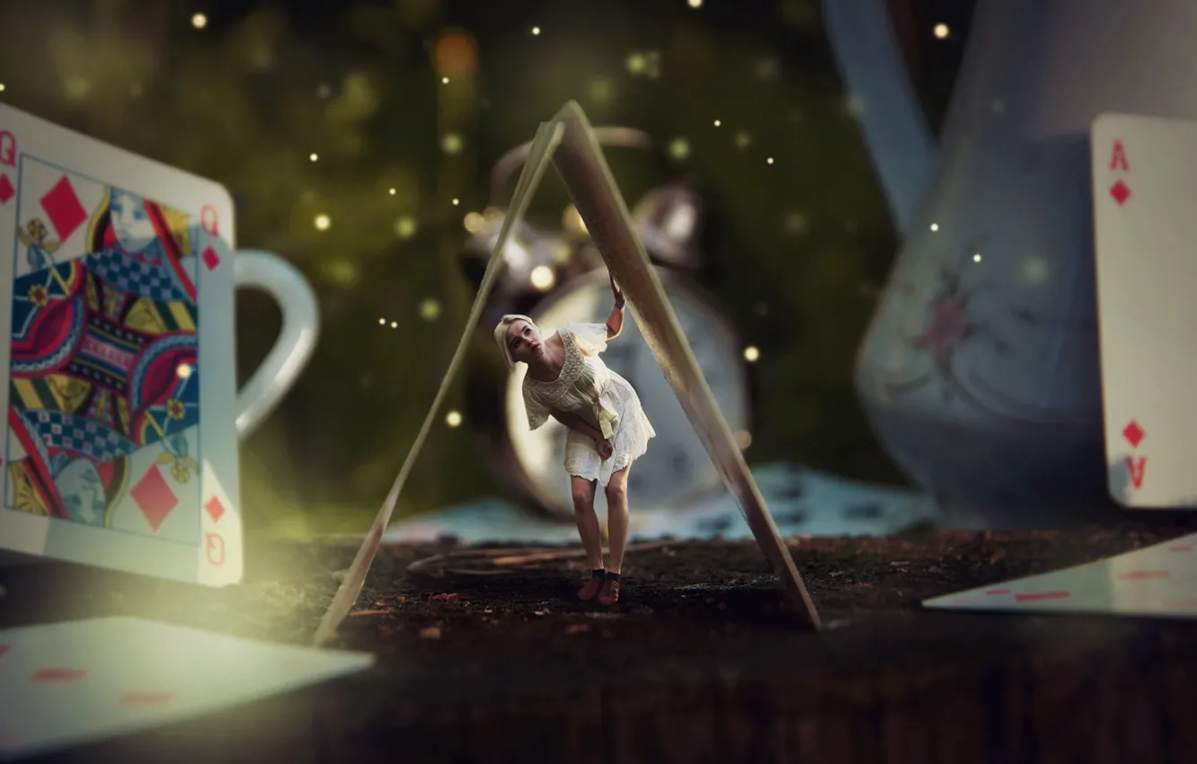 Photo wallpaper girl, map, house