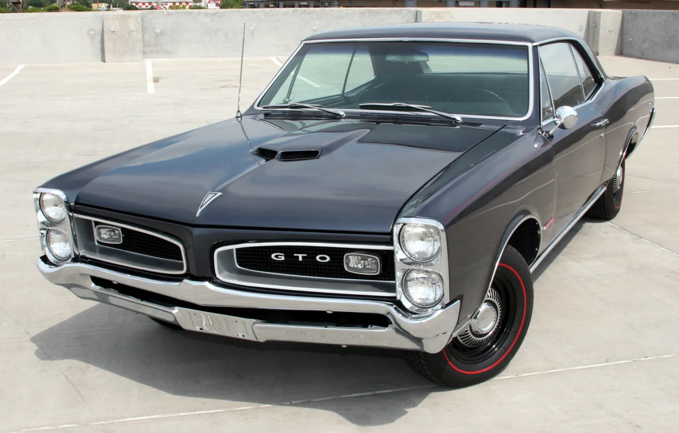 Photo wallpaper muscle car, classic, Coupe, Pontiac, GTO, the front, 1966, Pontiac