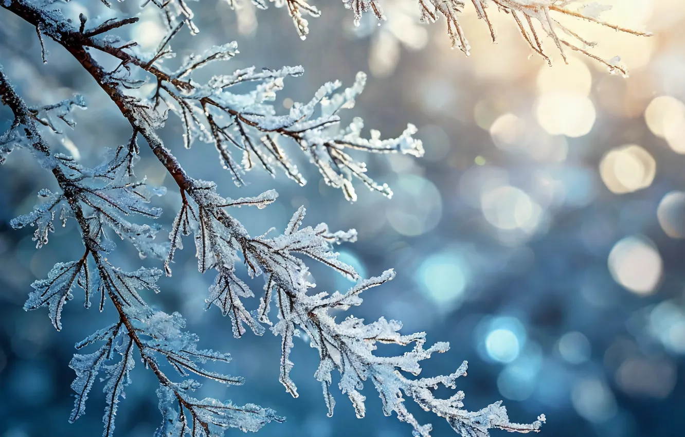 Photo wallpaper winter, frost, snow, blue, nature, blue