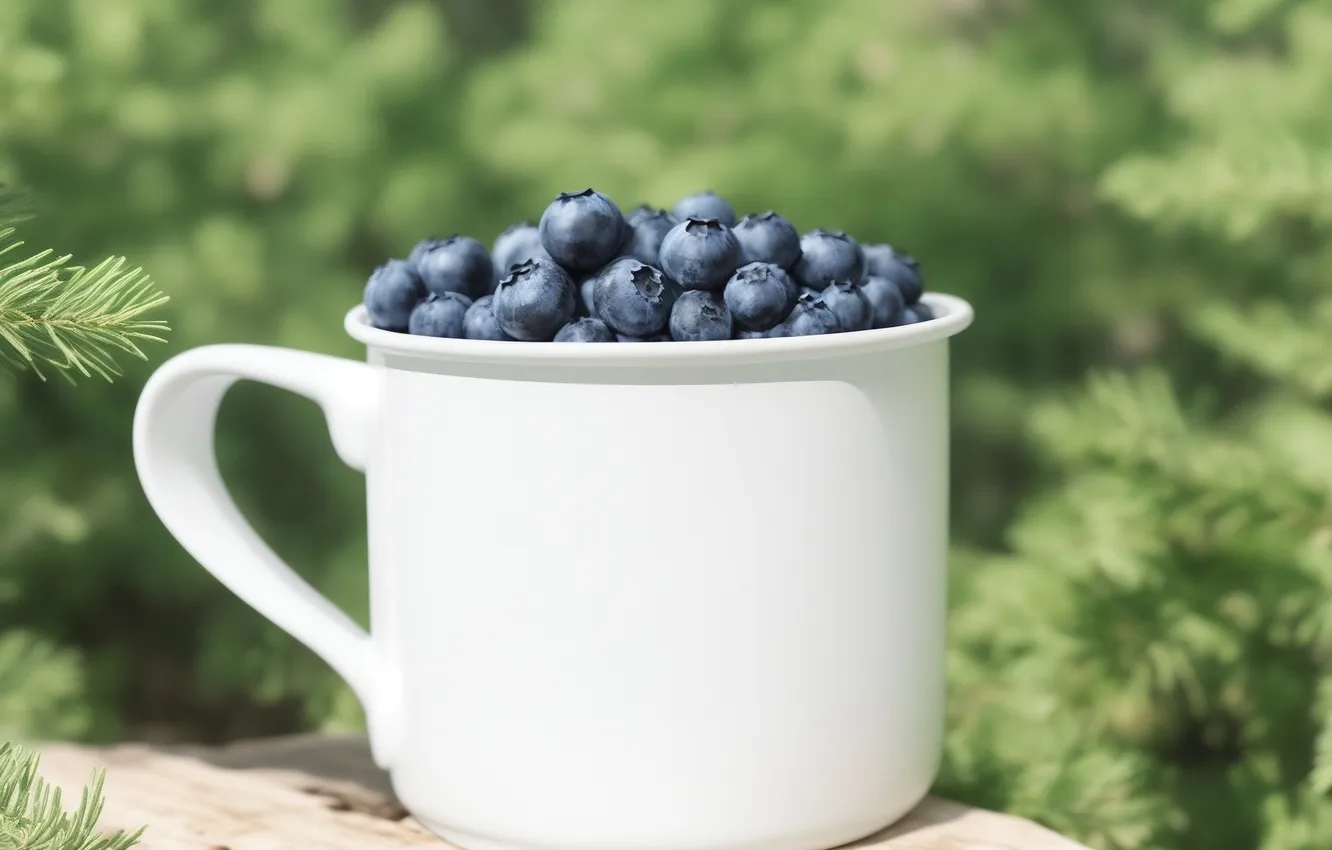 Photo wallpaper forest, purple, green, berries, green, figure, food, spruce