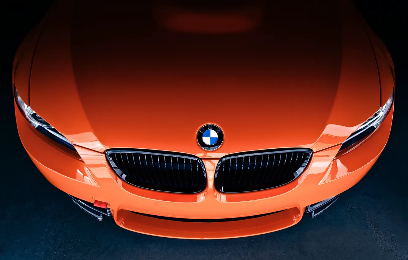 Photo wallpaper orange, icon, BMW, the hood, BMW, front, E92, orange