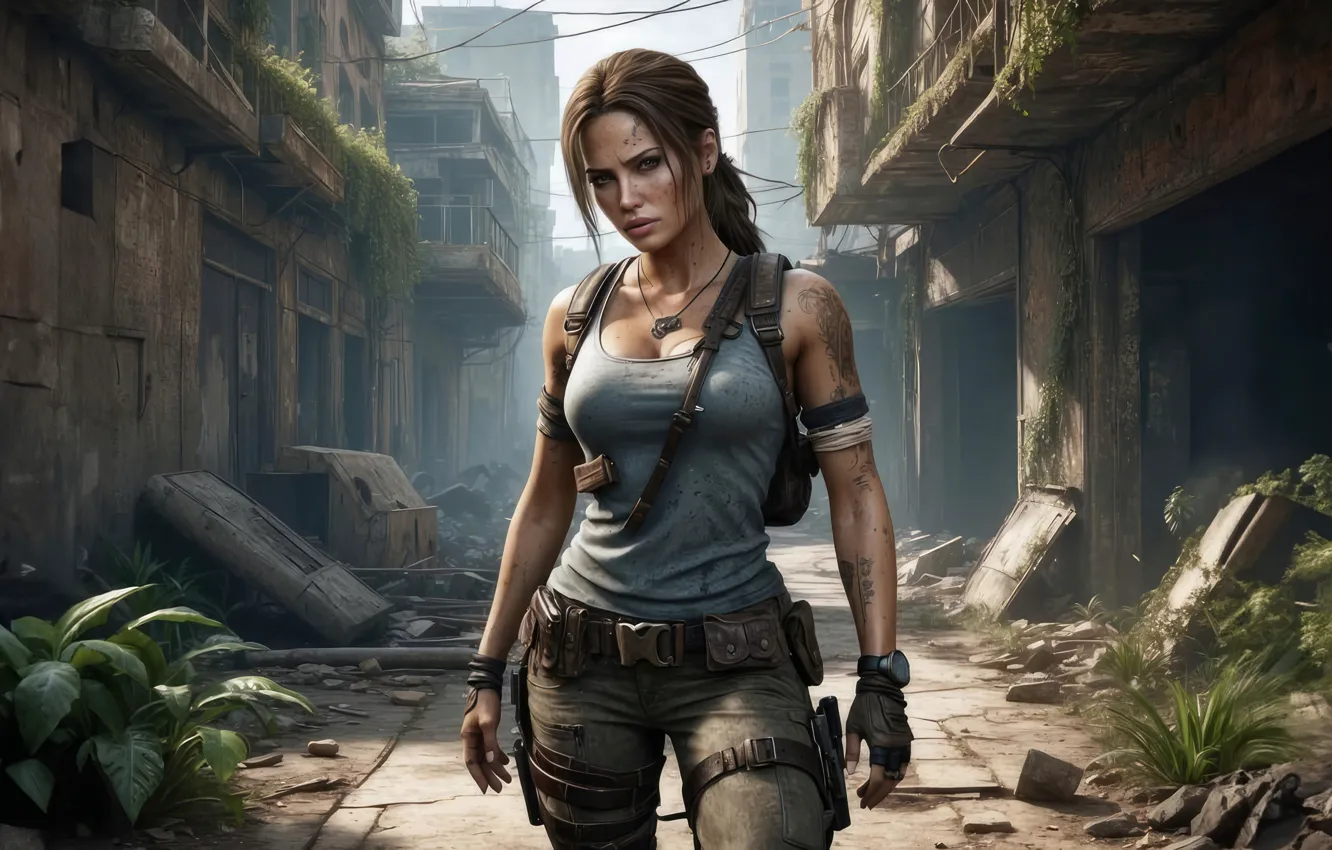 Photo wallpaper game, art, Lara Croft