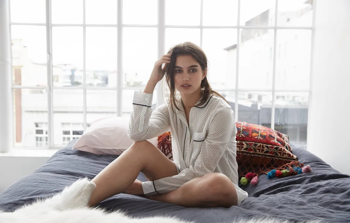 Photo wallpaper girl, beautiful, model, cute, shirt, long-haired