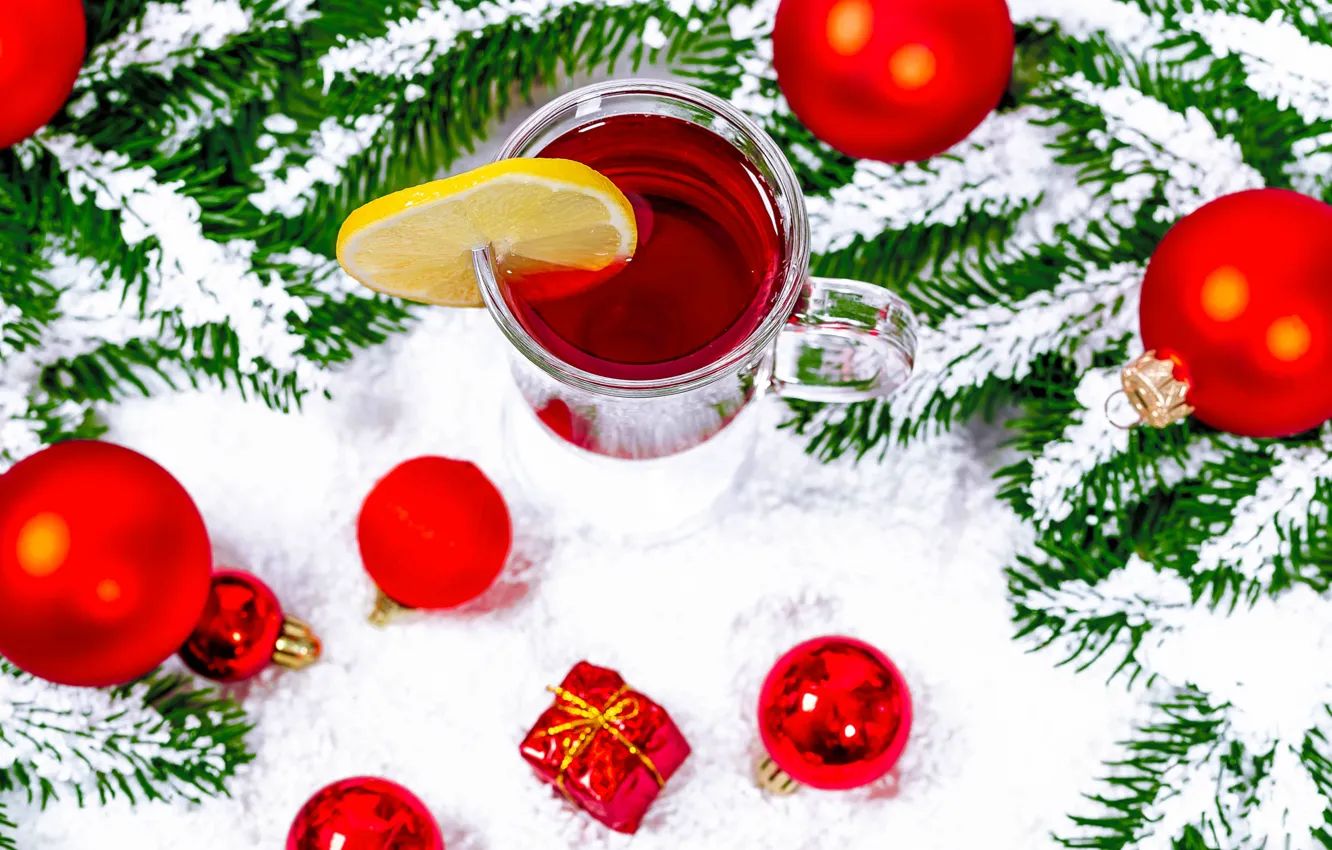 Photo wallpaper holiday, Christmas, New year, mulled wine, hot wine