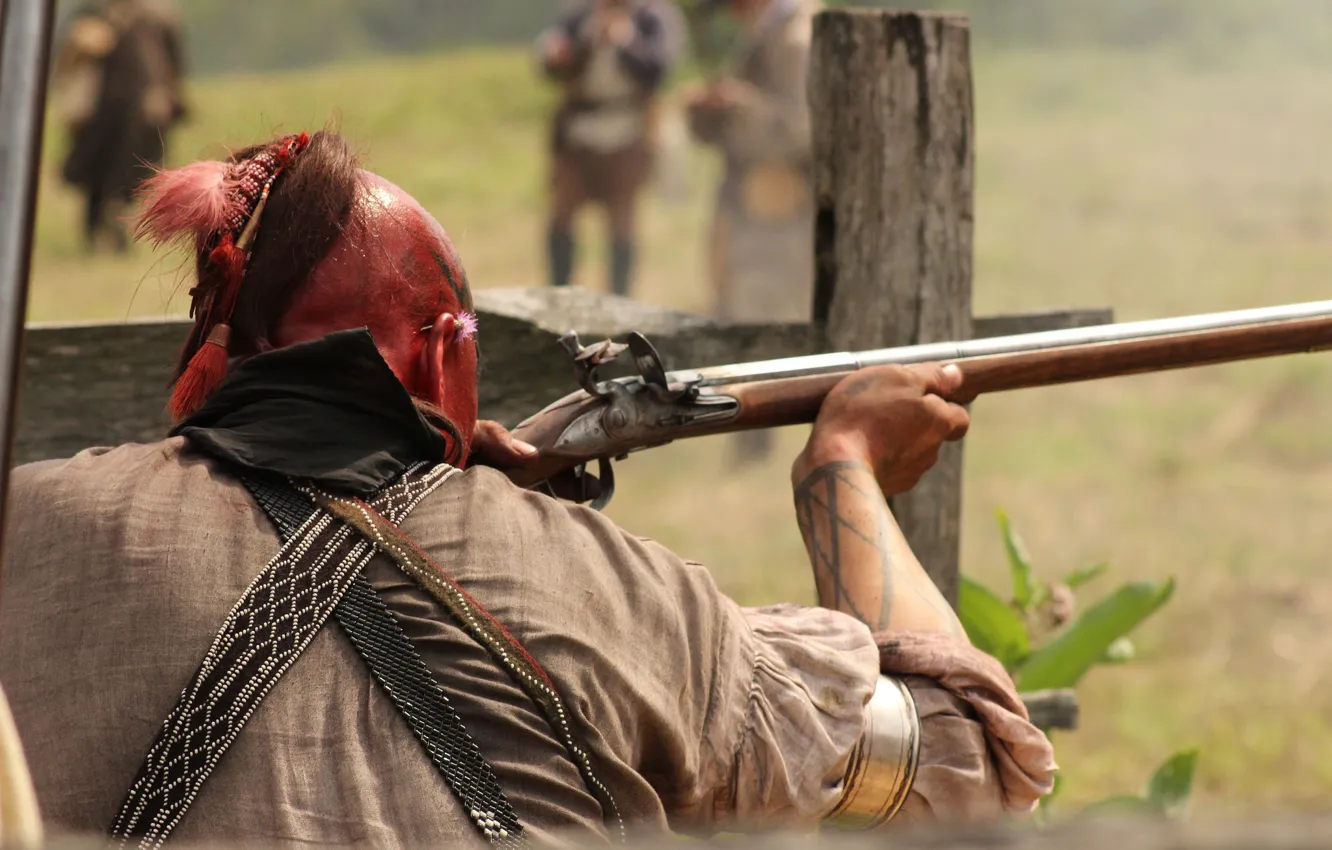 Photo wallpaper warrior, color, the gun, Indian