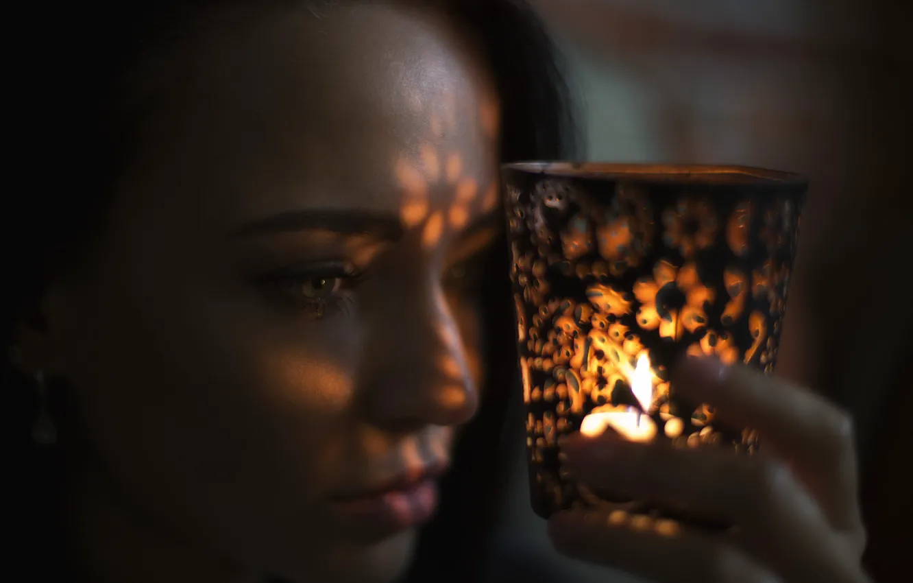 Photo wallpaper girl, green eyes, photo, photographer, model, mood, face, brunette