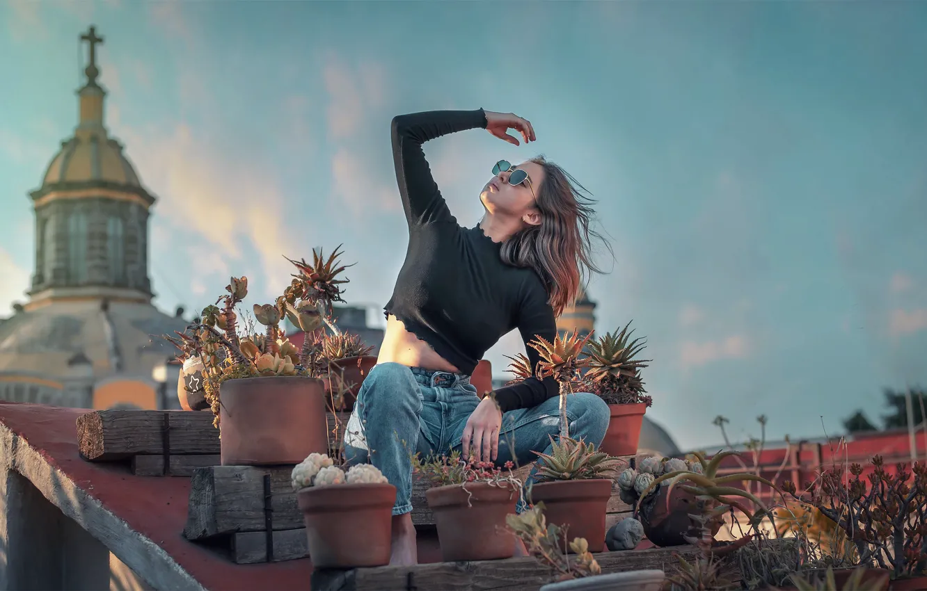 Photo wallpaper girl, the city, Karen Ayala