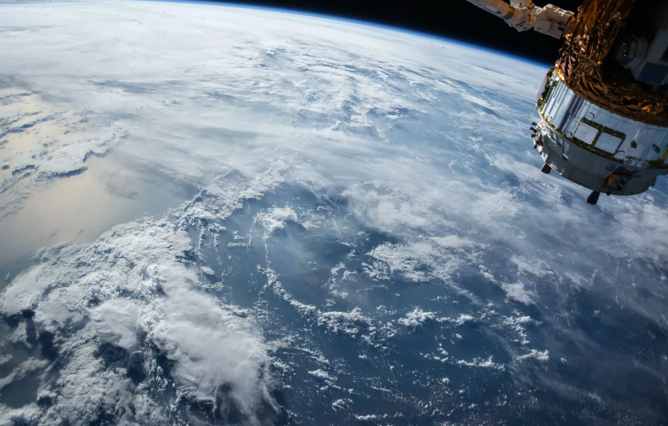 Photo wallpaper space, earth, ISS, earth from space, space from a satellite
