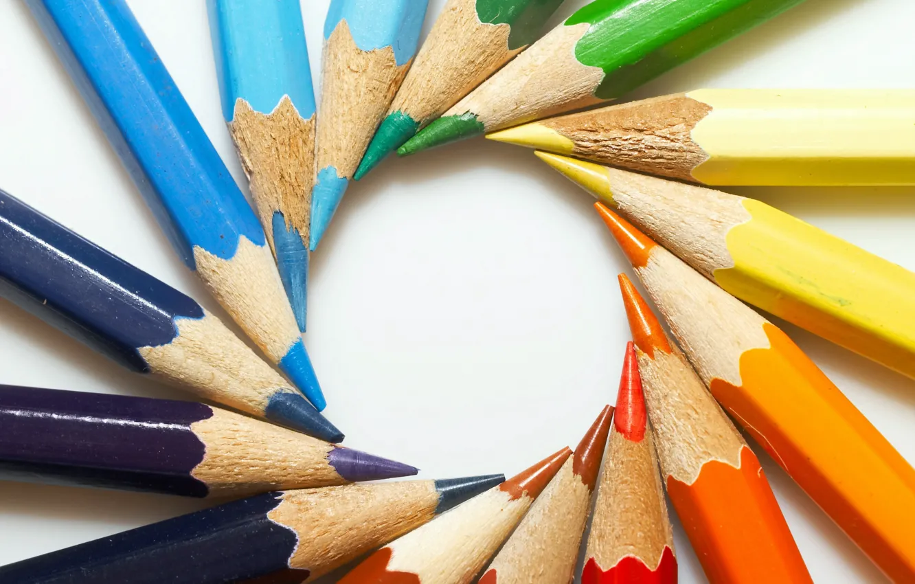 Photo wallpaper colors, white, wood, circle, pencils, Graphite