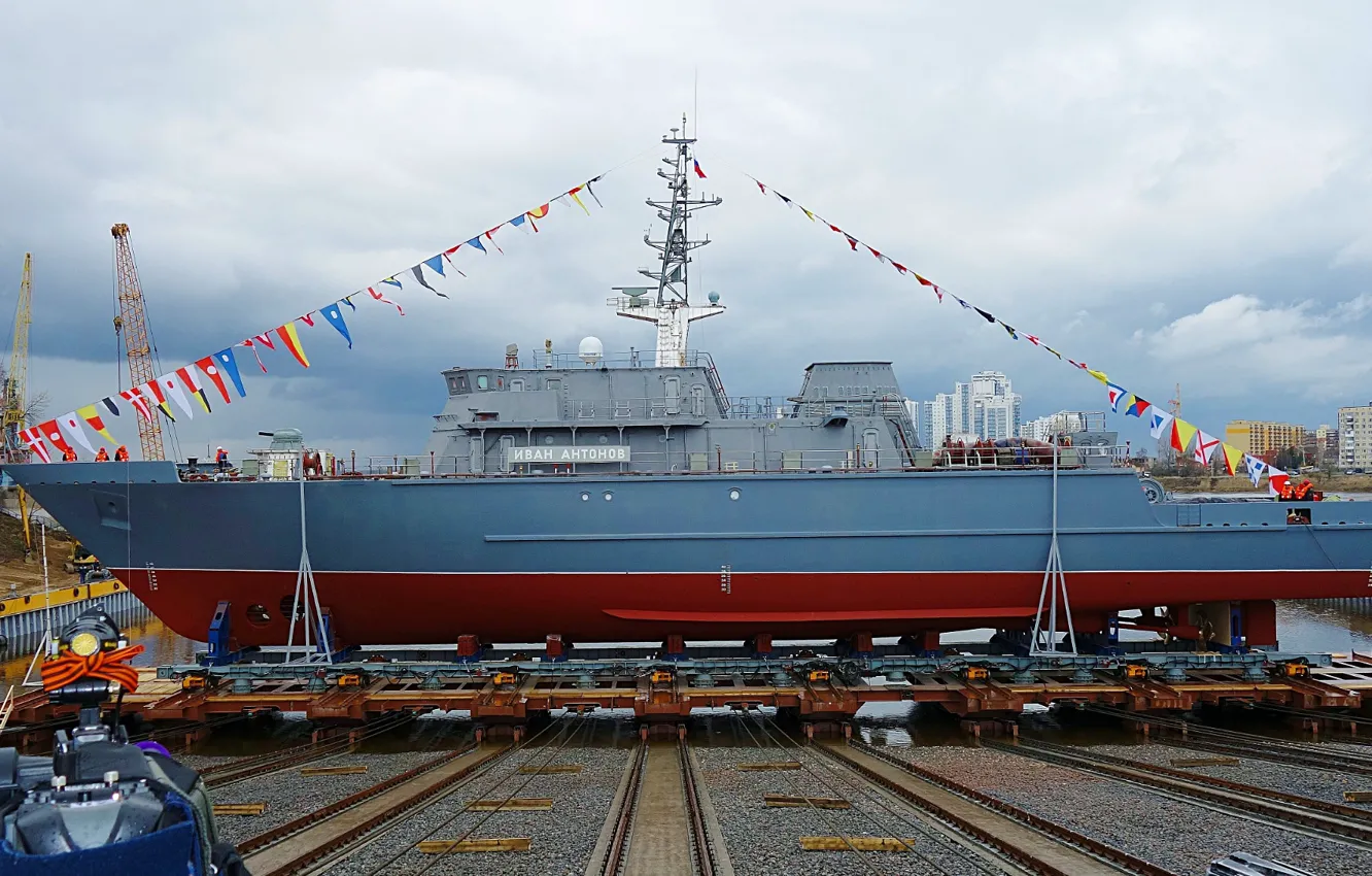 Photo wallpaper Navy, minesweeper, launching, Ivan Antonov