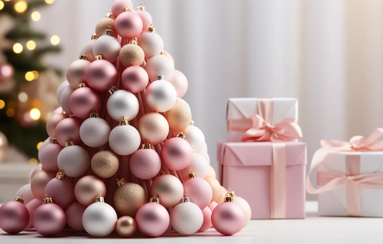 Photo wallpaper decoration, gift, tree, new year, Christmas, Christmas, tree, luxury