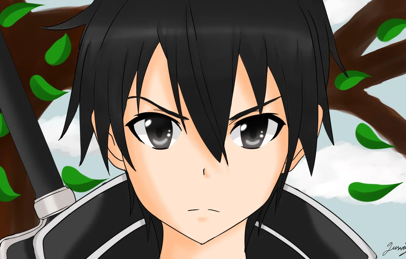 Photo wallpaper look, anime, art, guy, sword art online, sword art online, kirito