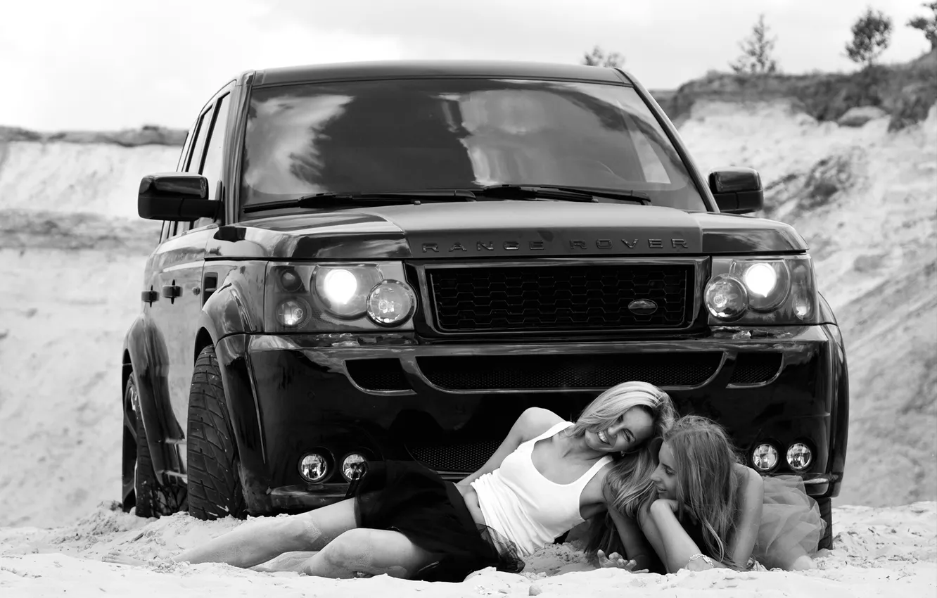 Photo wallpaper machine, girl, two