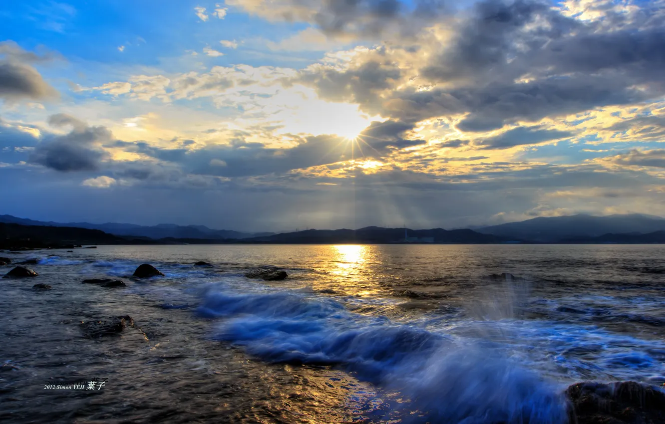 Photo wallpaper sea, sunset, coast