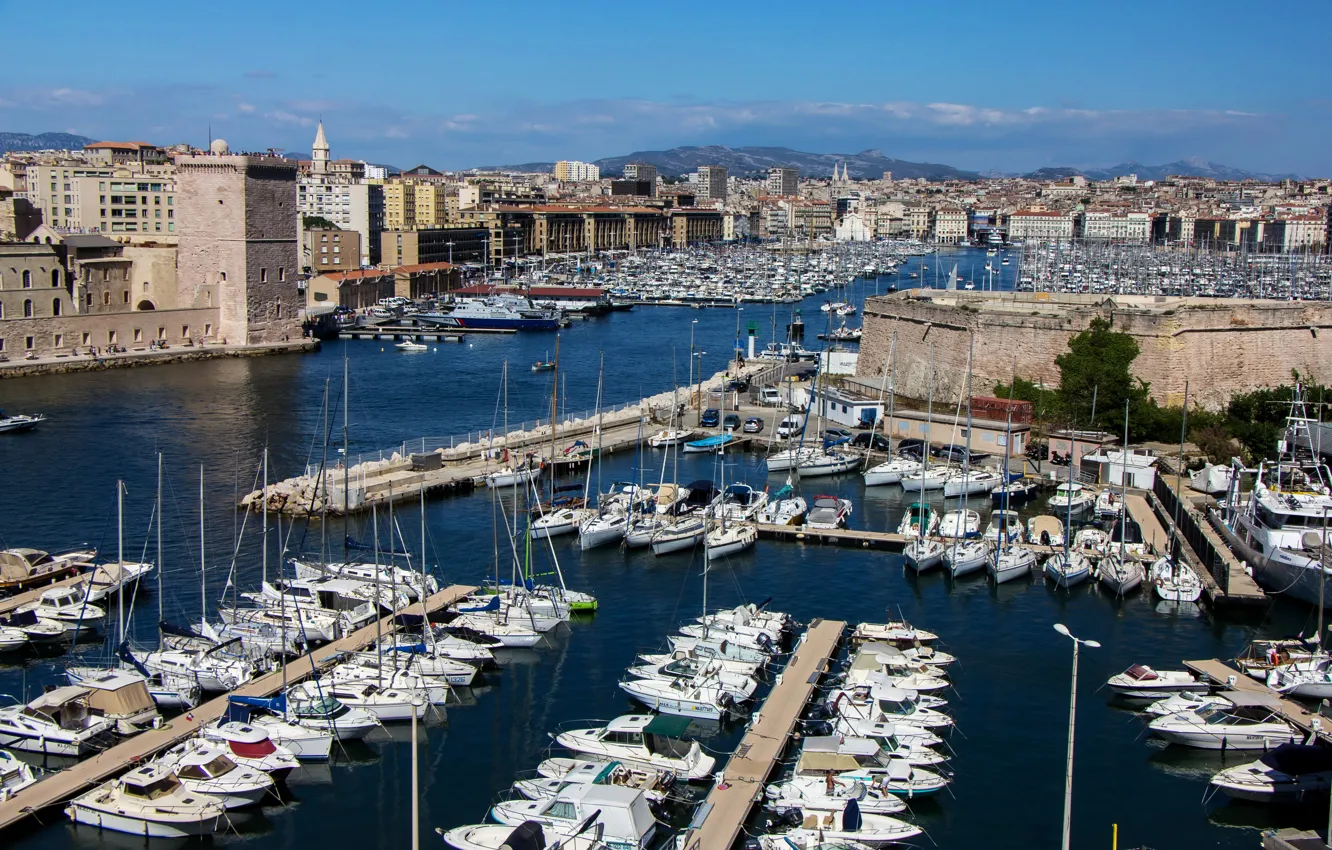 Photo wallpaper France, home, boats, boats, promenade, piers, Marseille