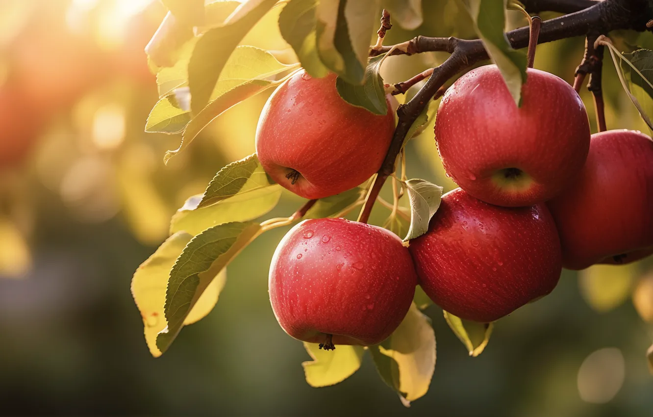 Photo wallpaper red, nature, apples, garden, harvest, fruit, fruit, Apple