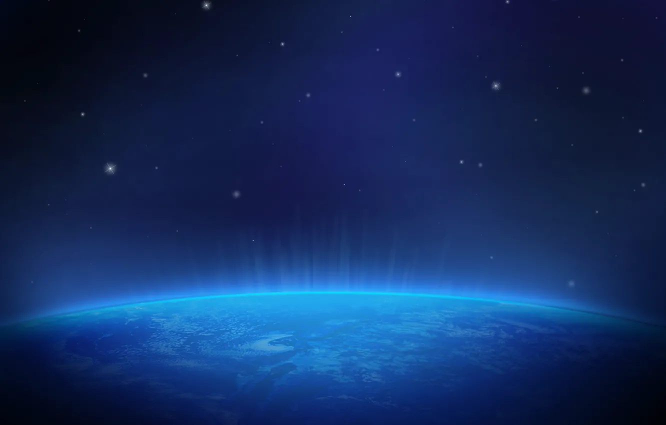 Photo wallpaper space, lights, earth