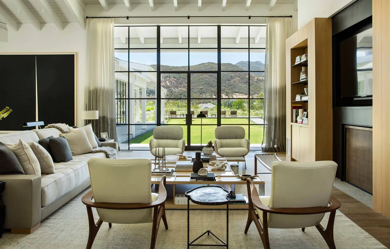 Photo wallpaper design, style, interior, living room, Modern Ranch, Studios hospitality, Greenbank, Modern Ranch