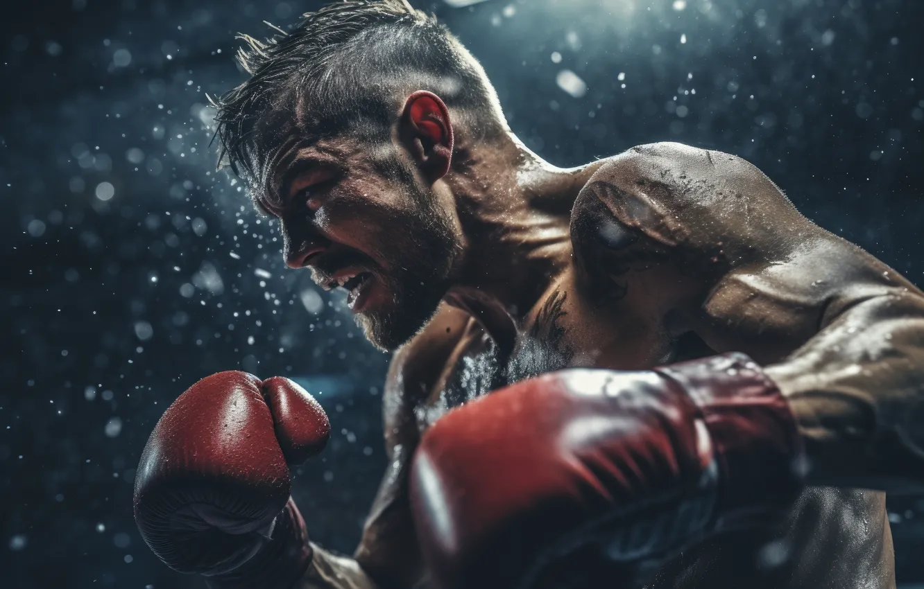 Photo wallpaper sport, Boxing, gloves, male, digital art, AI art, The Art of Artificial Intelligence, neural network