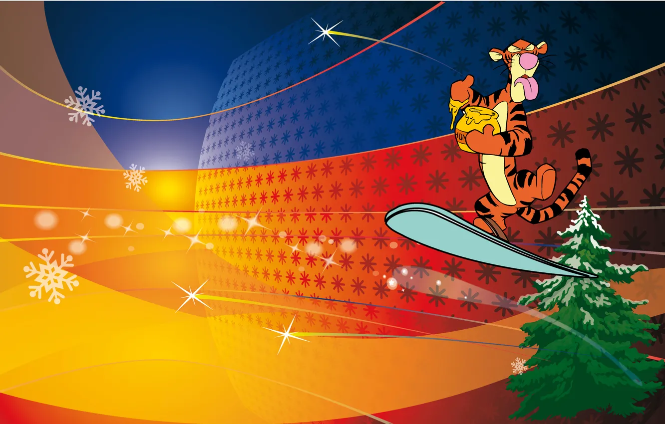 Photo wallpaper tiger, new year, tiger, Winnie the Pooh