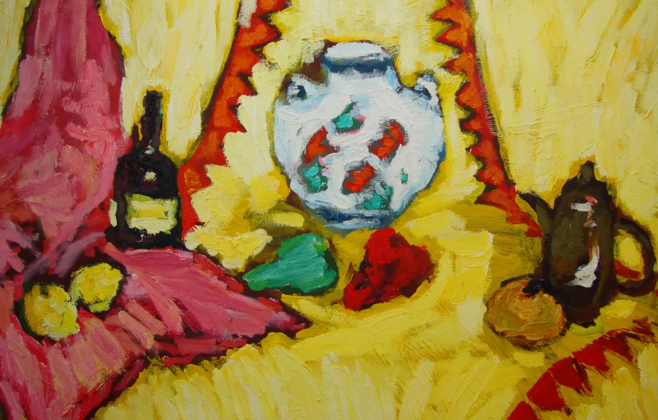 Photo wallpaper apples, pear, pepper, still life, 2011, yellow background, The petyaev