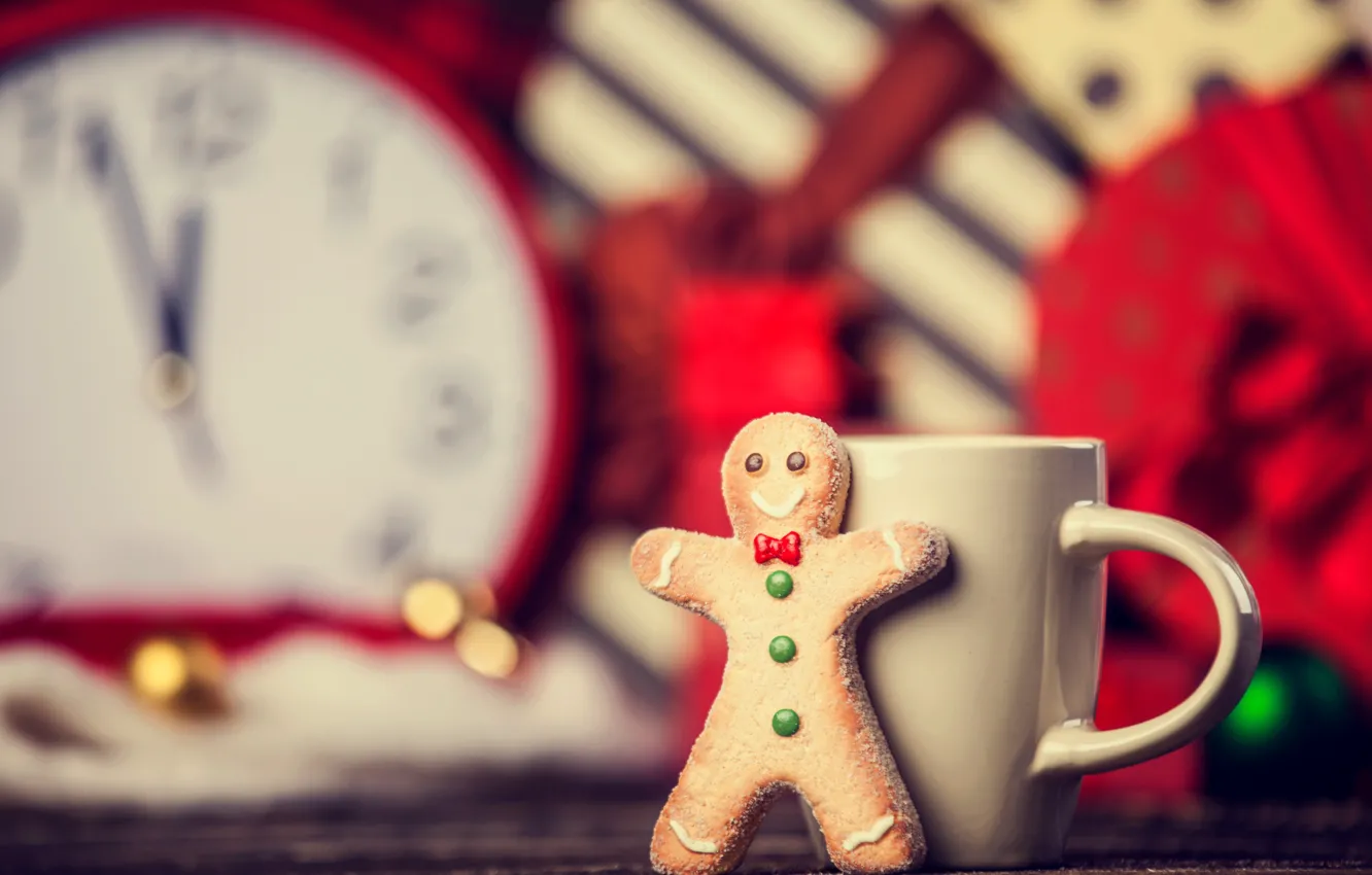 Photo wallpaper holiday, watch, new year, food, cookies, Christmas, Cup, holidays