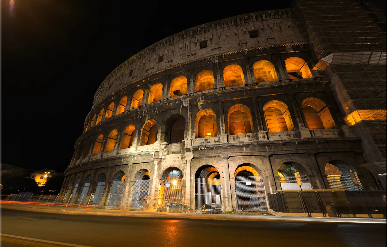 Photo wallpaper the sky, night, lights, architecture, Colosseum, Italy, Rome