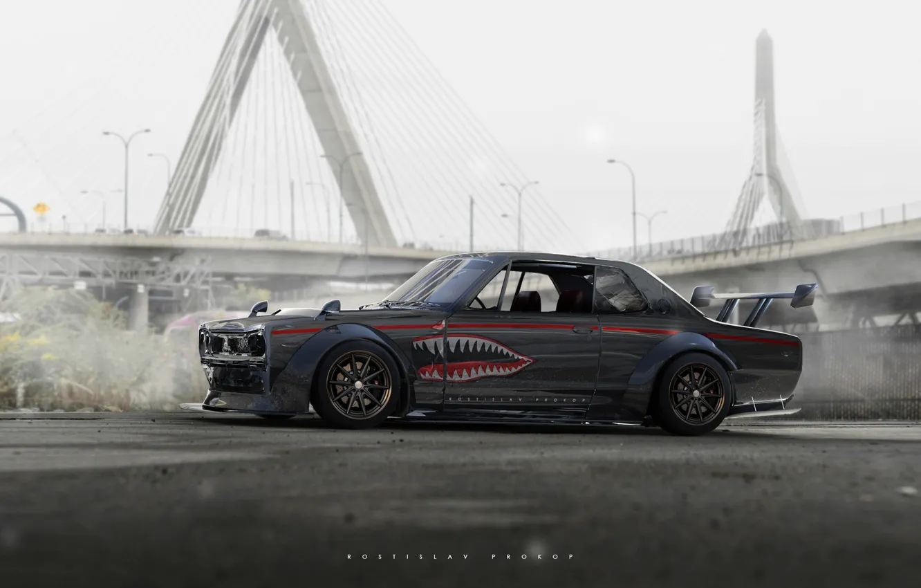 Photo wallpaper Auto, Machine, 1969, Nissan, GT-R, Skyline, Nissan Skyline, Rendering