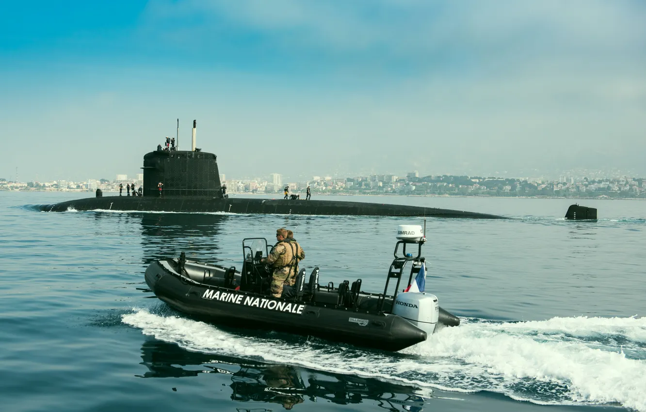 Photo wallpaper submarine, French Navy, SNA Perle
