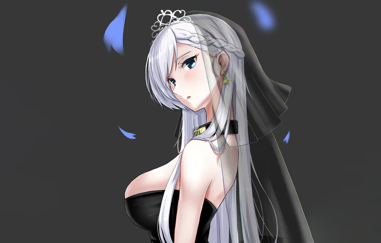 Photo wallpaper girl, sexy, cleavage, long hair, dress, boobs, anime, beautiful