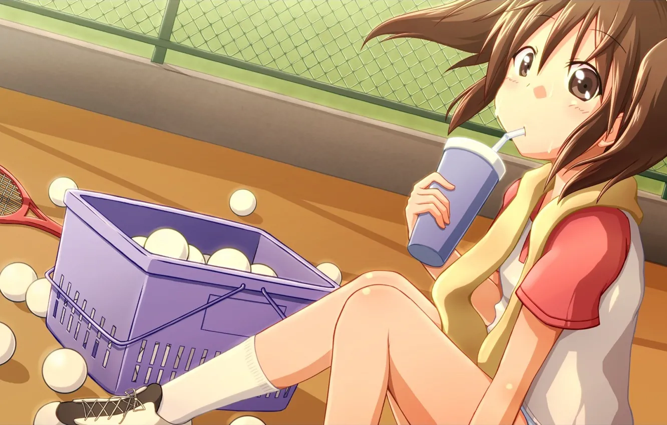 Photo wallpaper Anime, Racket, Softenni, Kotone Sawanatsu, Balls, Soft-tennis, Drink., Kotone Savenaca