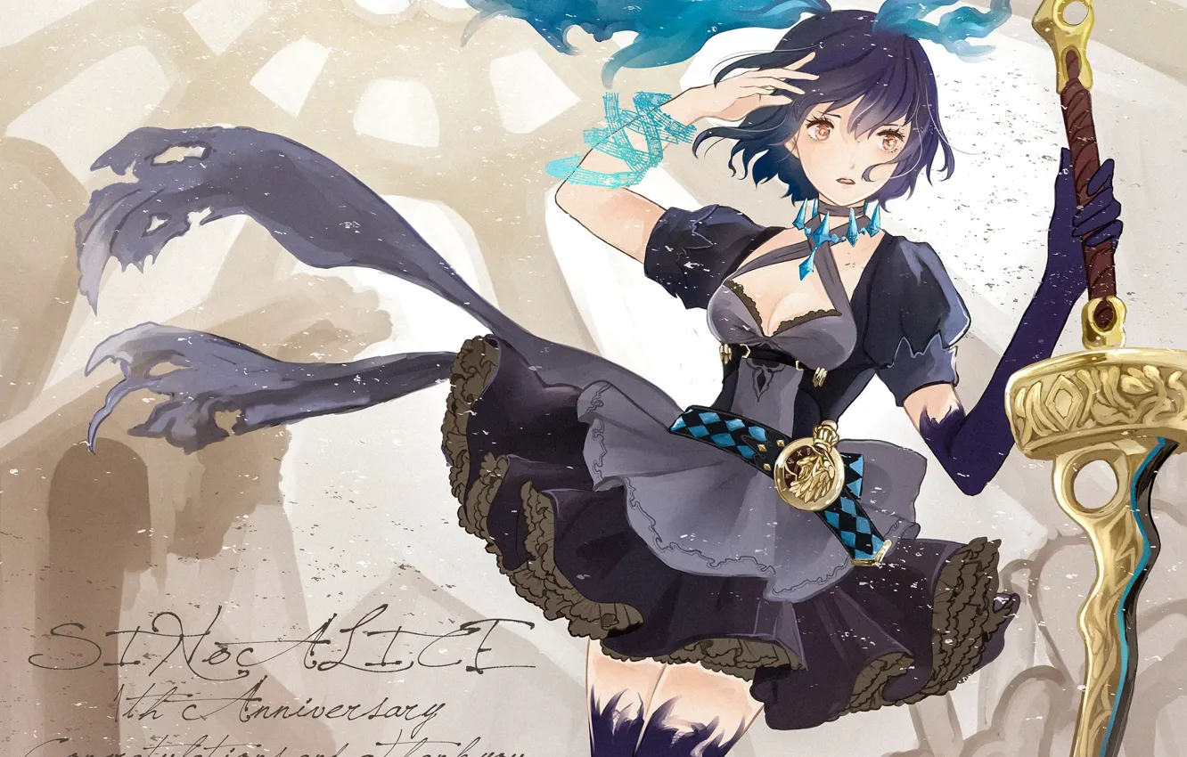 Photo wallpaper look, girl, background, Sinoalice