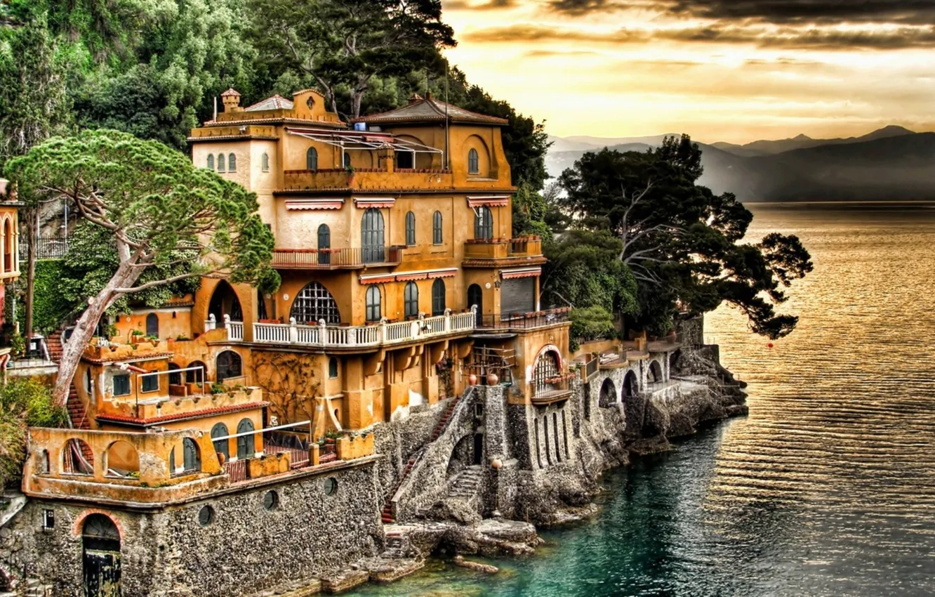 Photo wallpaper coast, Italy, Portofino