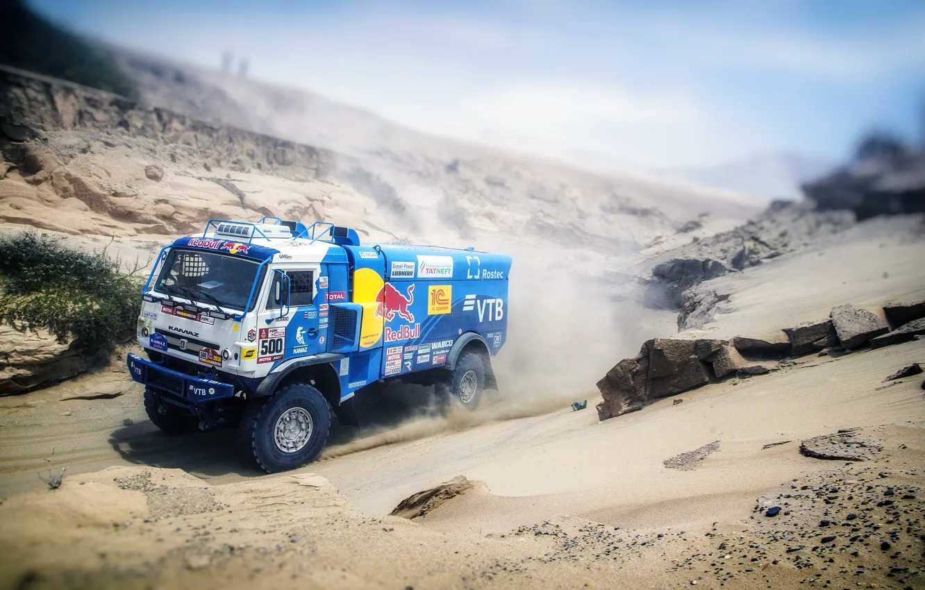 Photo wallpaper Sand, Sport, Truck, Race, Master, 500, Kamaz, Rally