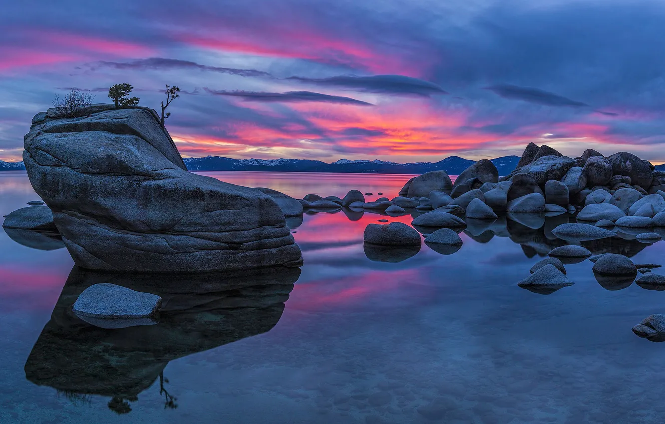 Wallpaper reflection, stones, pond images for desktop, section пейзажи