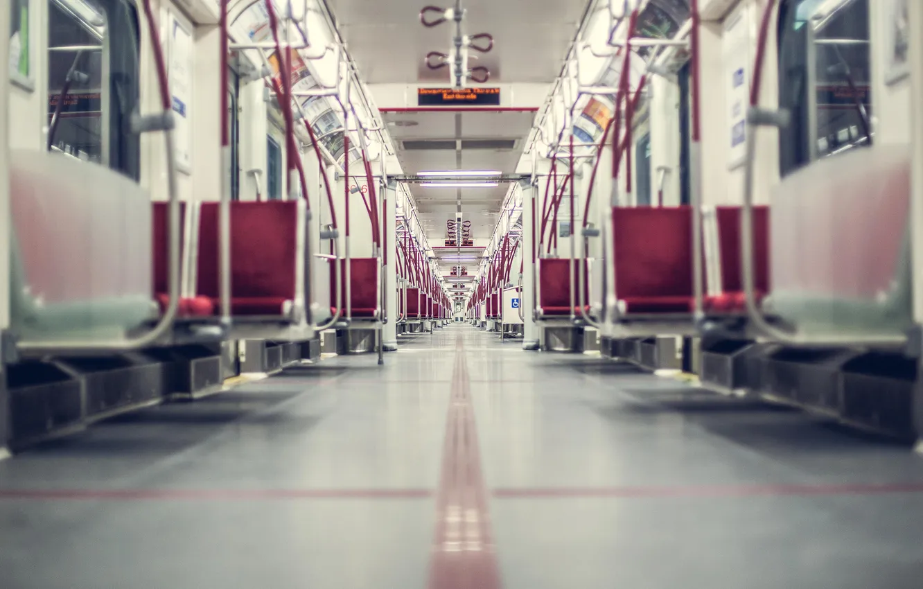 Photo wallpaper metro, transport, handrails, seat