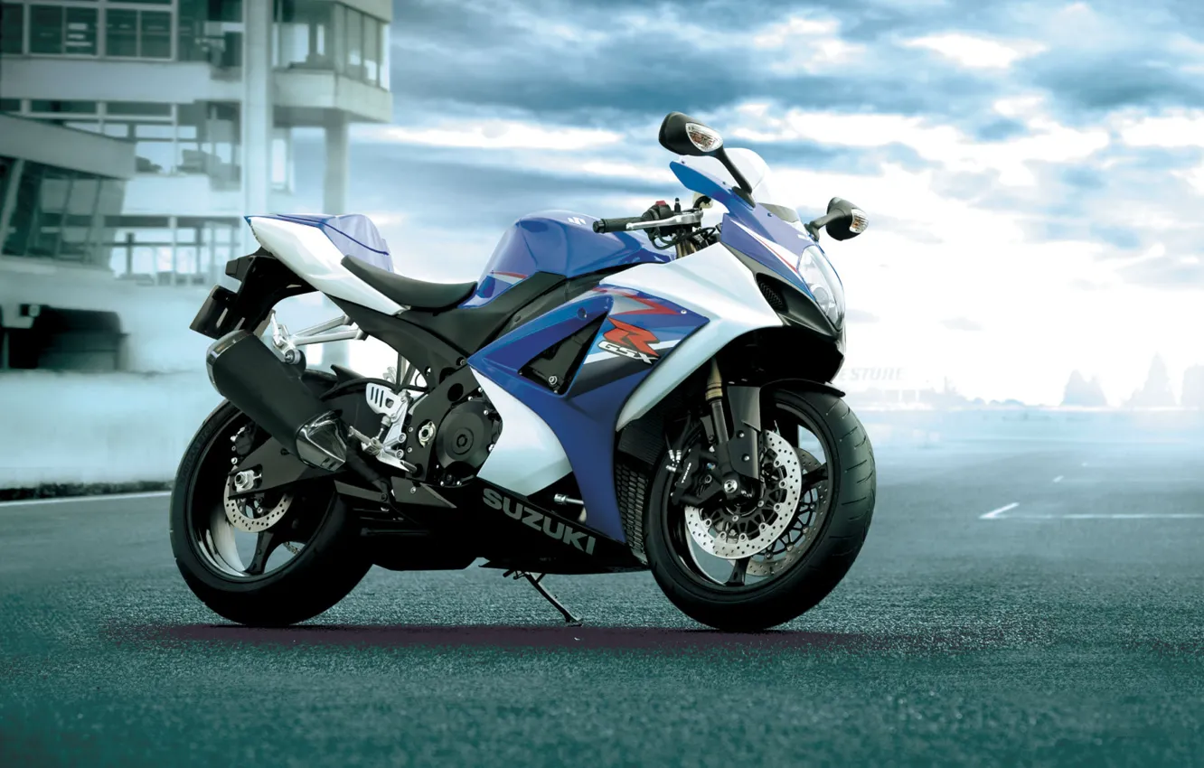 Photo wallpaper road, motorcycle, sport, suzuki, moto