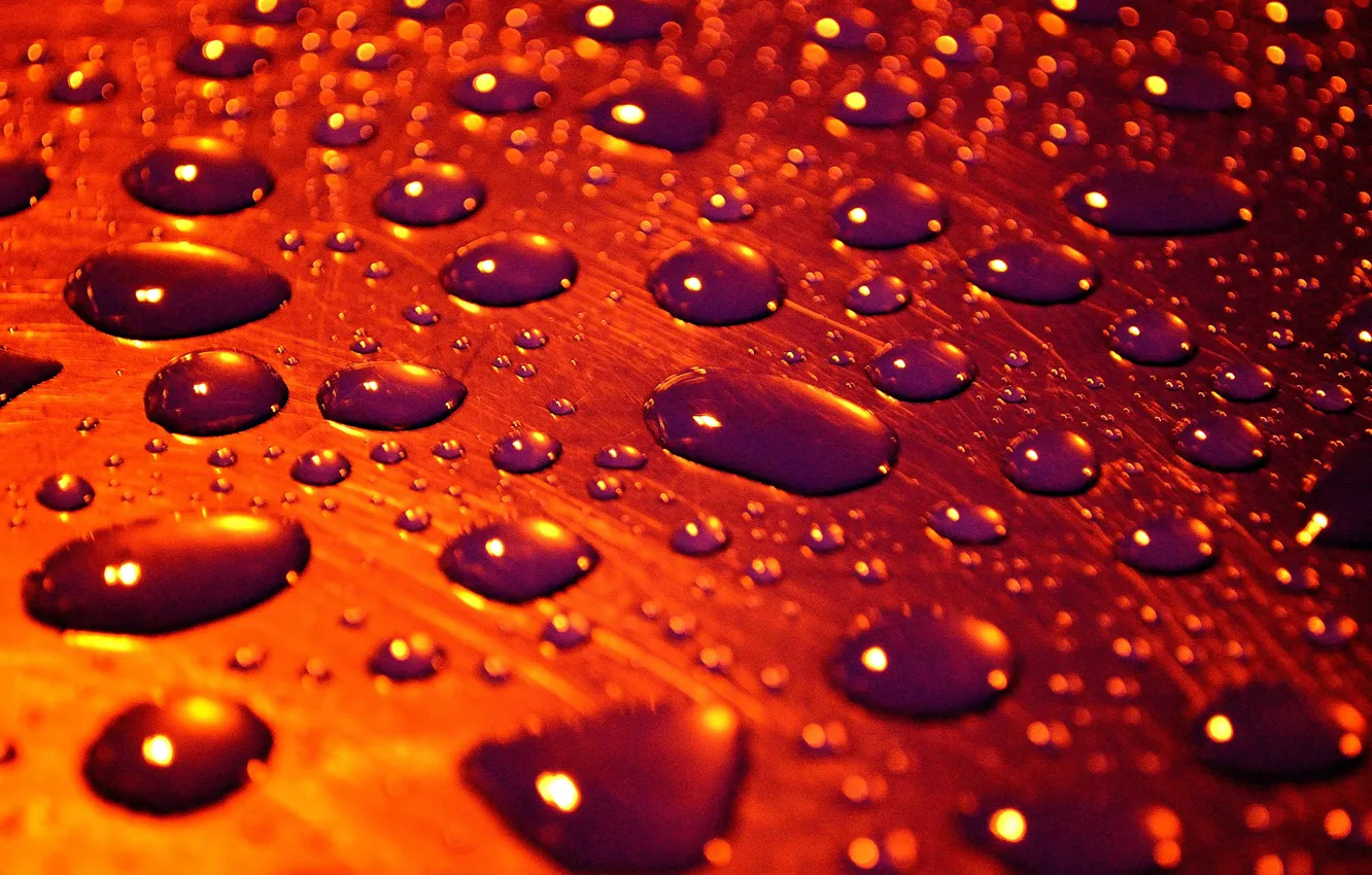 Photo wallpaper water, drops, surface, macro, drops of rain
