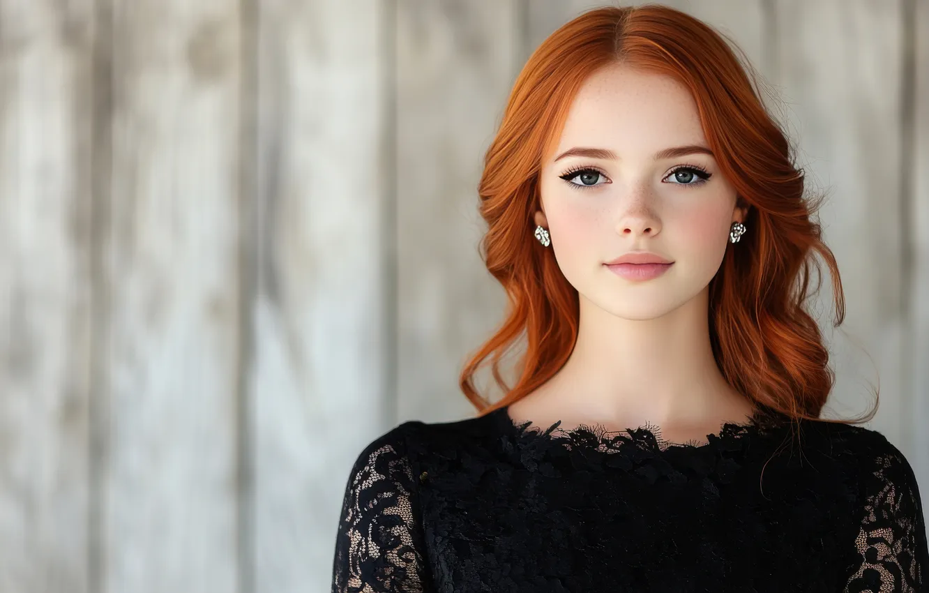 Photo wallpaper look, girl, face, eyelashes, smile, portrait, earrings, makeup