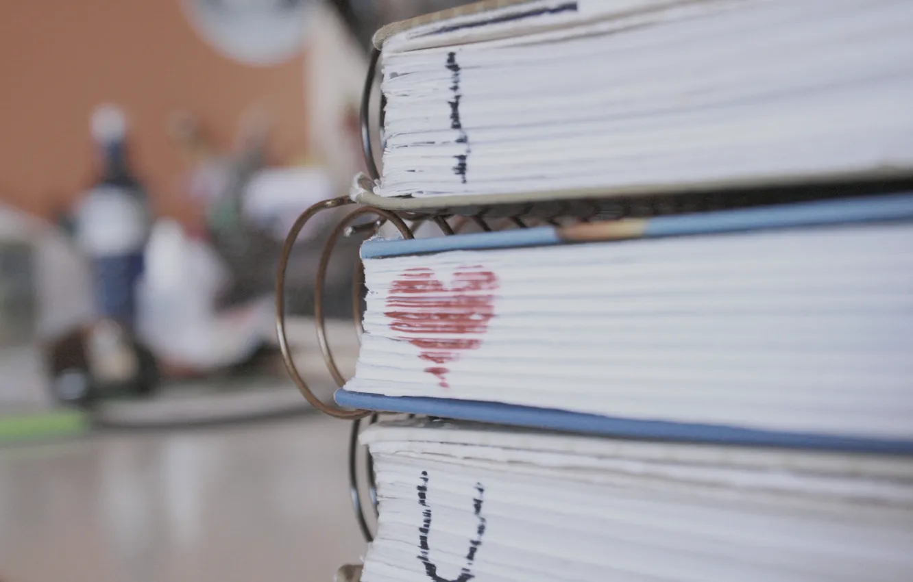 Photo wallpaper macro, love, heart, books, heart, i love you, page