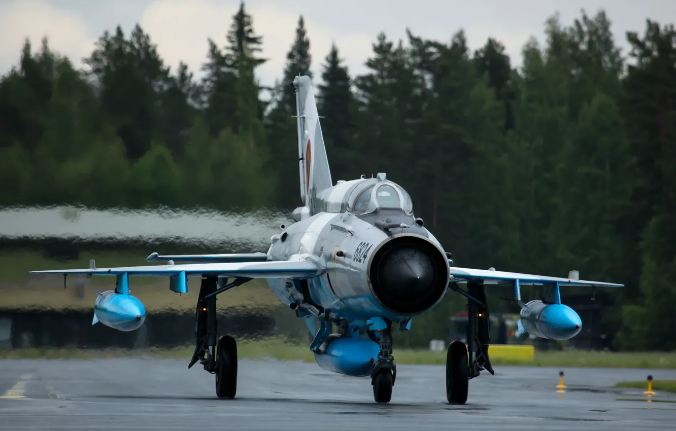 Photo wallpaper fighter, the airfield, the rise, MiG 21