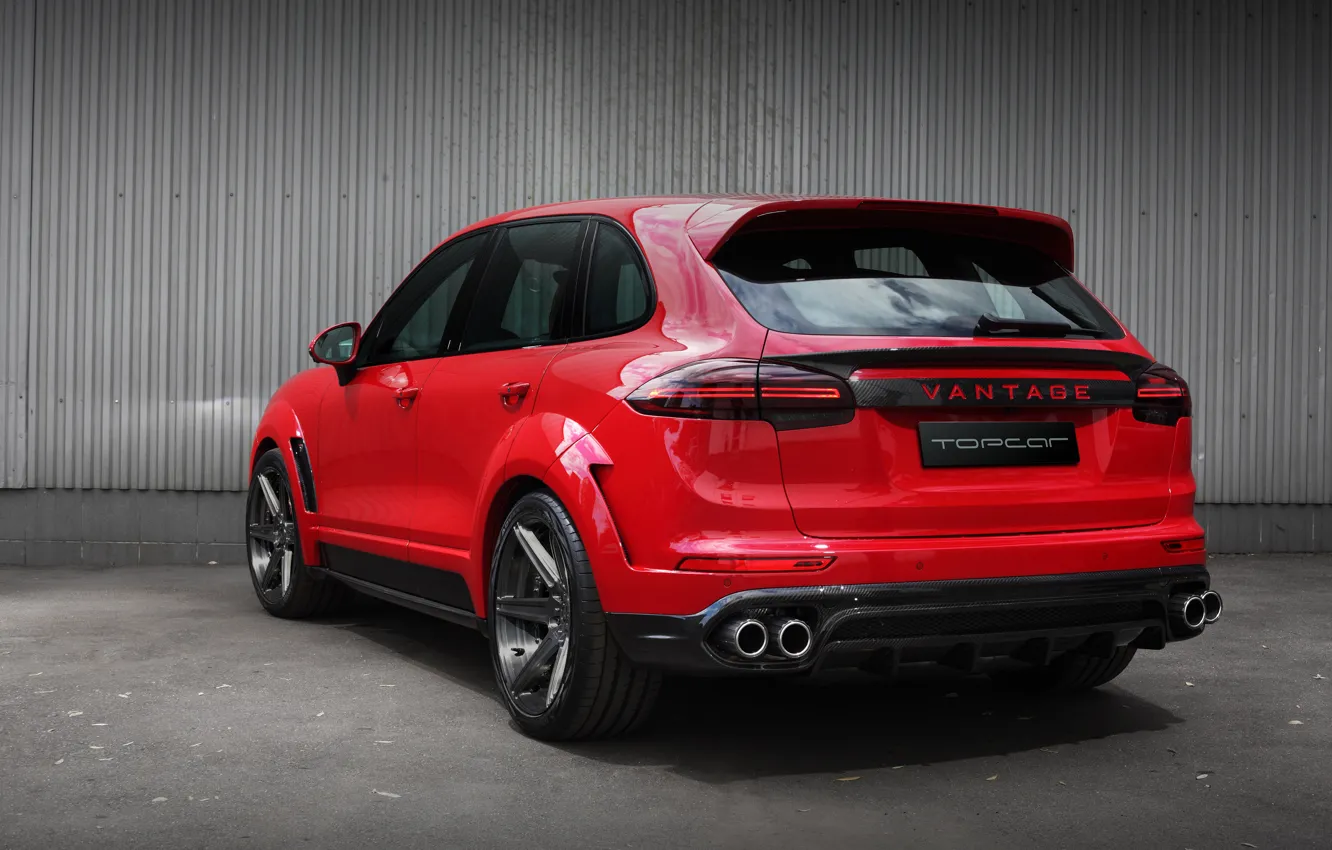 Photo wallpaper Vantage, Porsche, red, Porsche Cayenne, Side, Cayenne, Ball Wed, Rear And Side