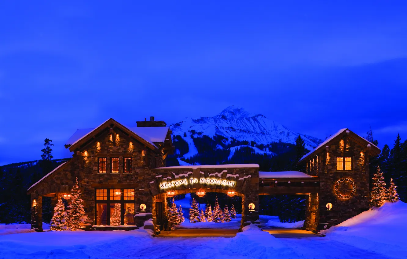 Photo wallpaper city, the city, USA, Christmas, California, South Lake Tahoe